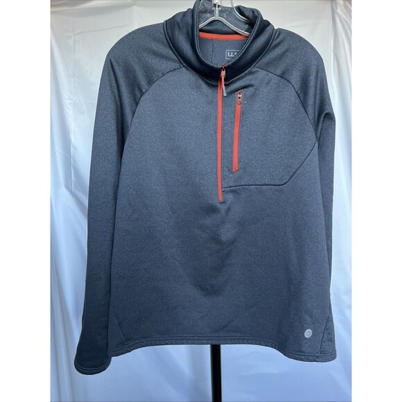 L.L. Bean Mountain Fleece Lined 1/2 Zip Pullover Size Large Blue Red Lightweight - Picture 1 of 7